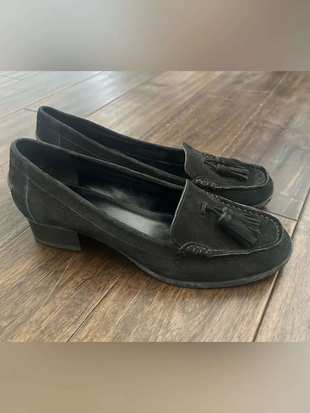 Lauren Ralph Lauren Women’s Black Suede Tassel Loafers Block Heel Size 8